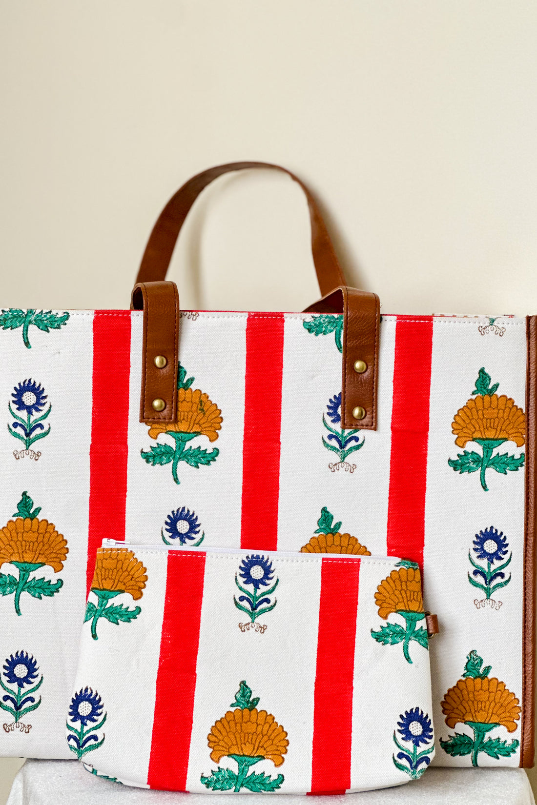 Marigold Stories - Blue & Gold with Red Stripes