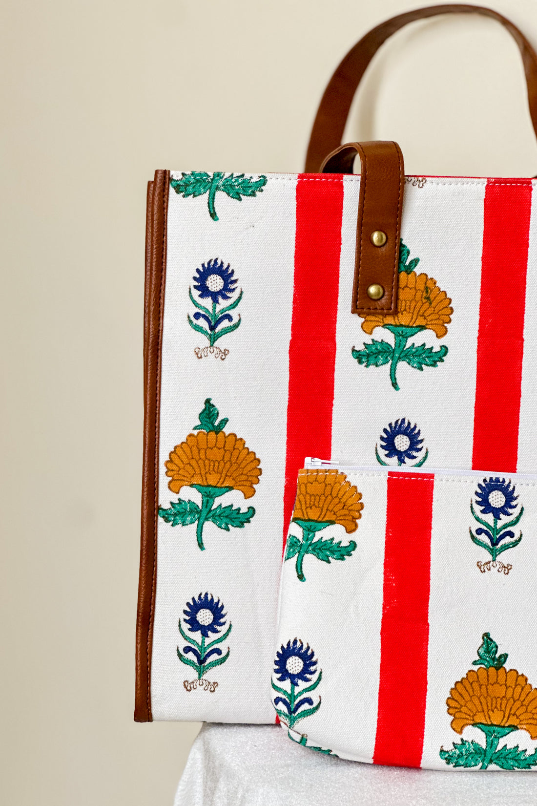 Marigold Stories - Blue & Gold with Red Stripes