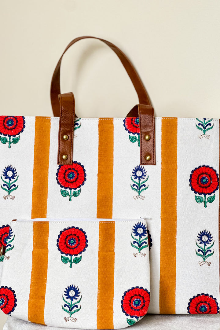 Dahlia Crush - Orange & Indigo