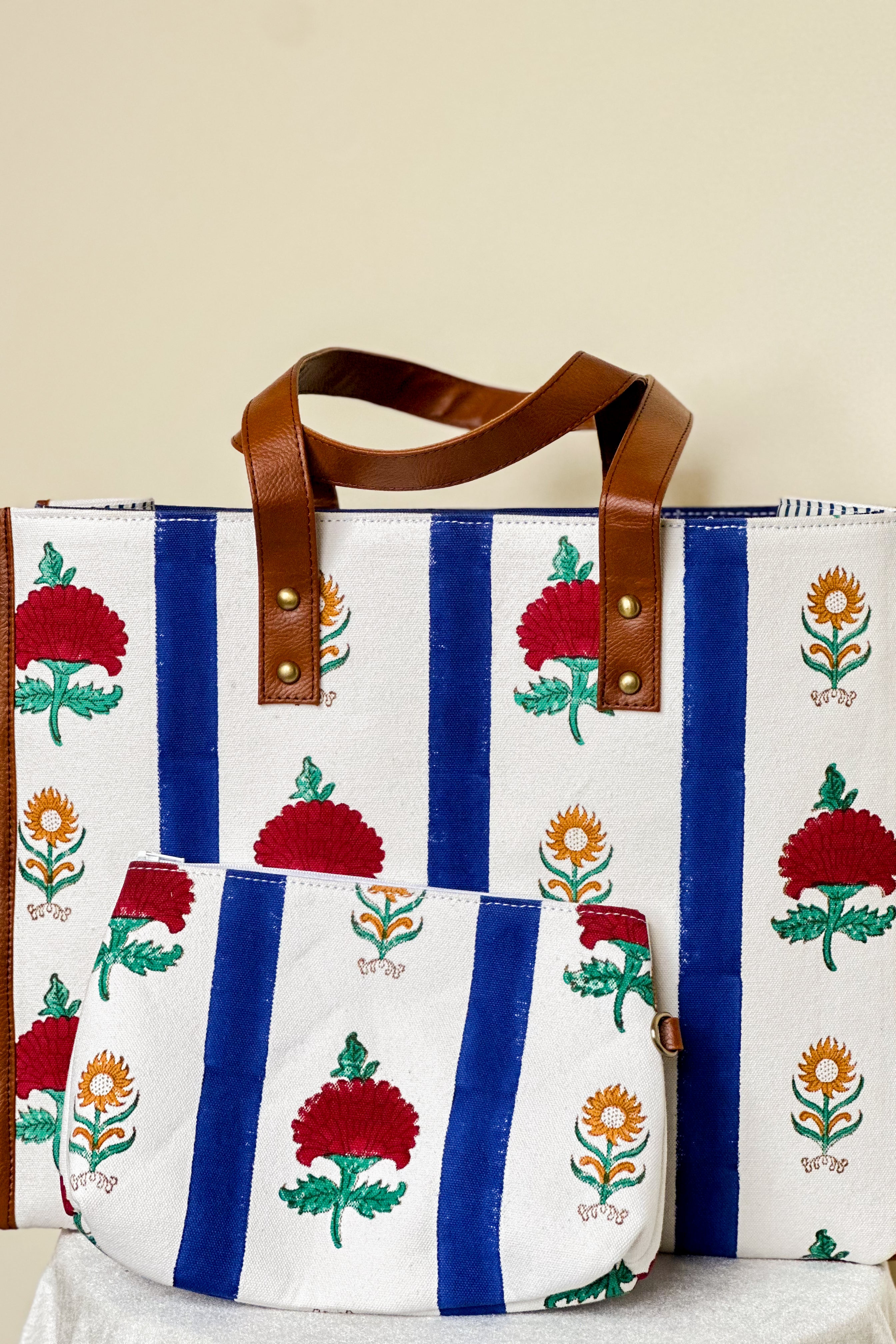 Marigold Stories - Red & Gold with Blue Stripes