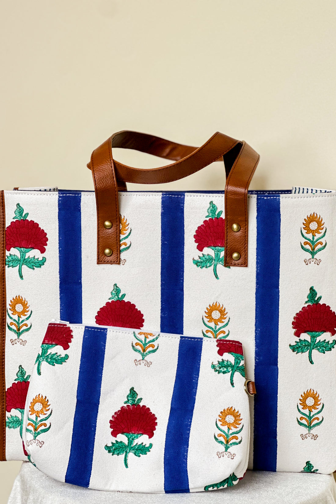 Marigold Stories - Red & Gold with Blue Stripes