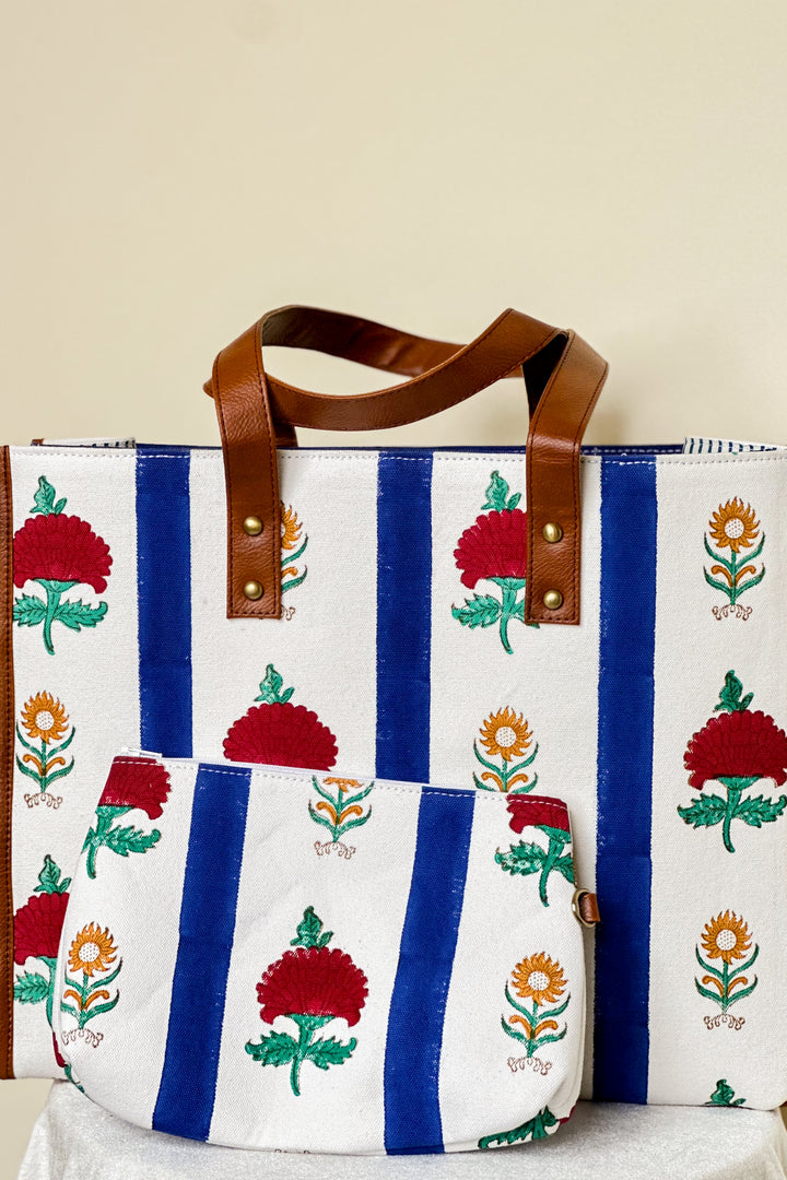 Marigold Stories - Red & Gold with Blue Stripes