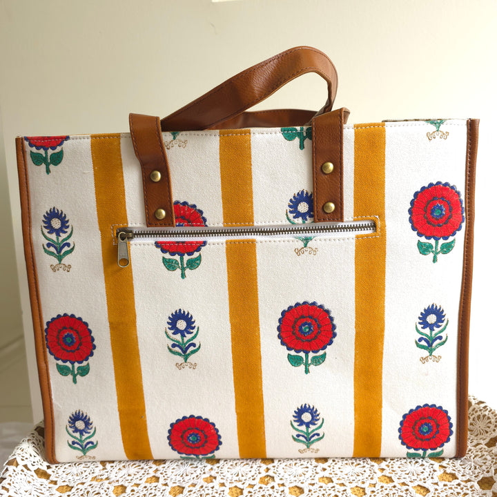 Dahlia Crush - Orange & Indigo