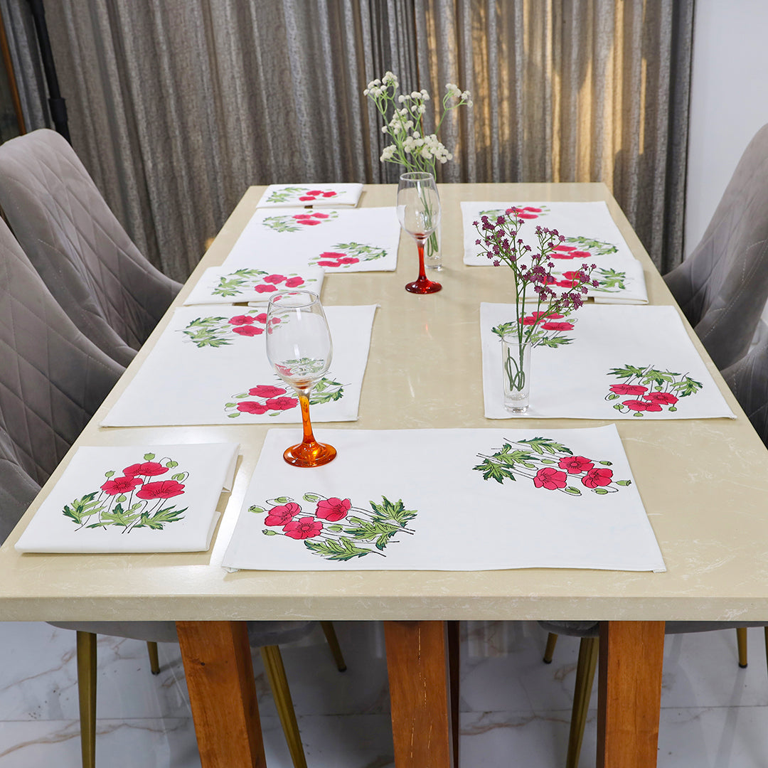 Poppy Affairs Table Mats & Napkins