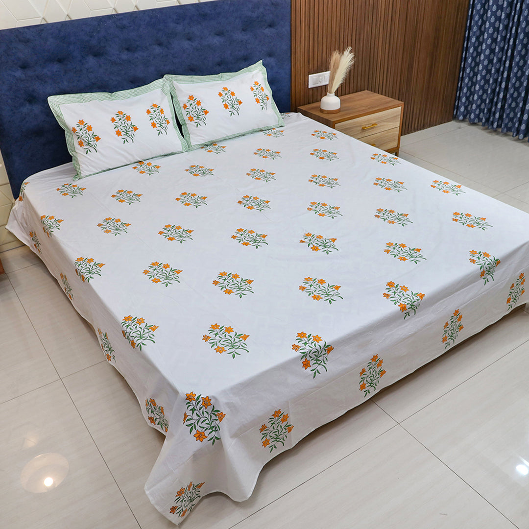 Bedsheet Set-Saffron Bloom