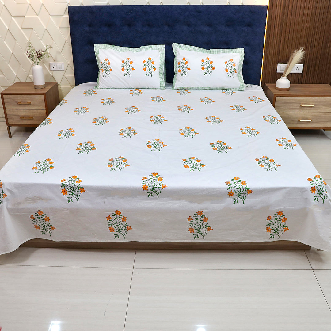 Bedsheet Set-Saffron Bloom