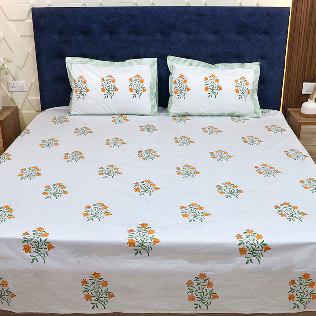 Bedsheet Set-Saffron Bloom