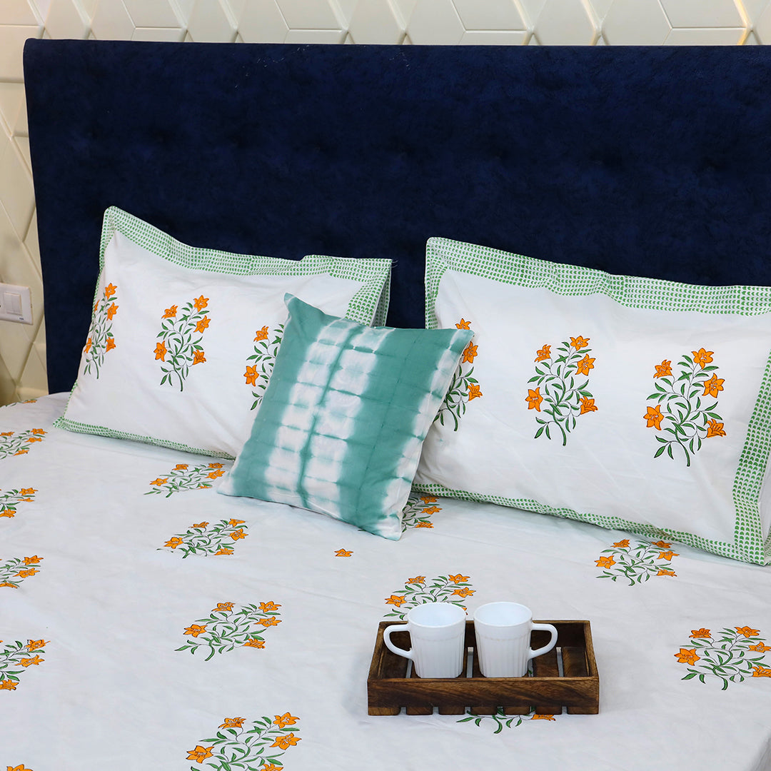 Bedsheet Set-Saffron Bloom