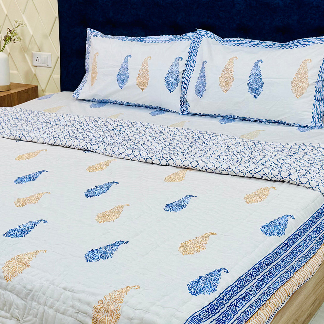 Bedsheet and Quilt Set-Blue Soul
