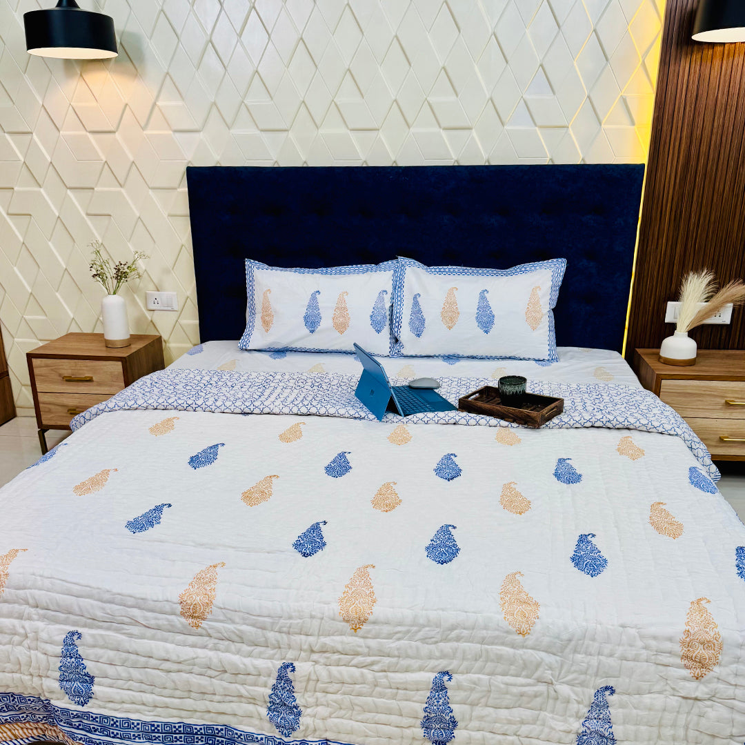 Bedsheet and Quilt Set-Blue Soul